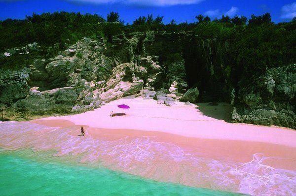 Пляж розовых песков на острове Харбор, Багамы